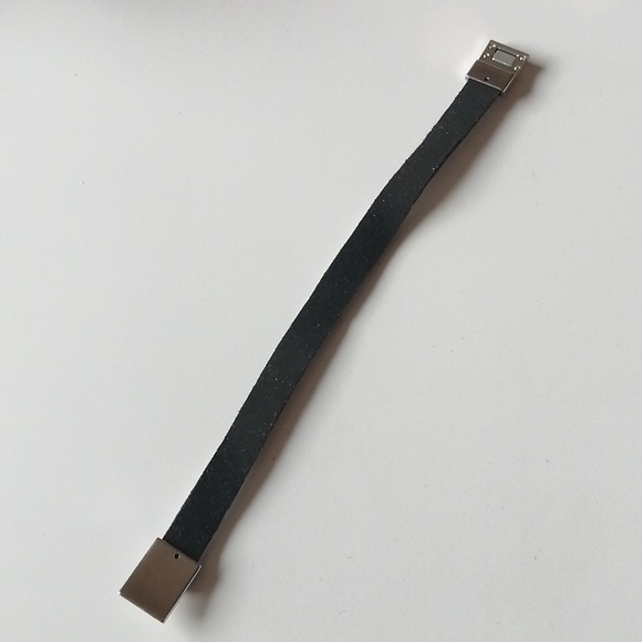 Crystal Pavé Black Flannelette Wrap Bracelet with Silver Magnetic Clasp - Picture 6 of 9